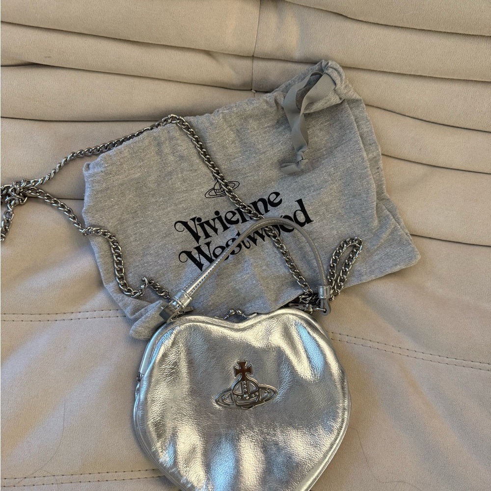 Vivienne Westwood Metallic Silver Heart Bag